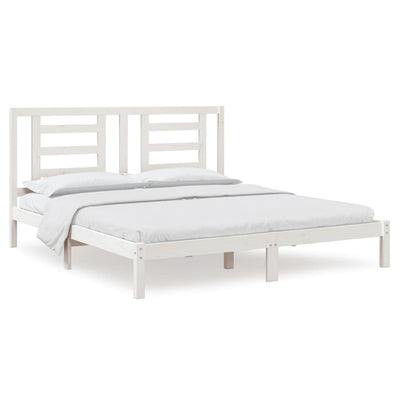 vidaXL Bed Frame without Mattress White 183x203 cm King Solid Wood