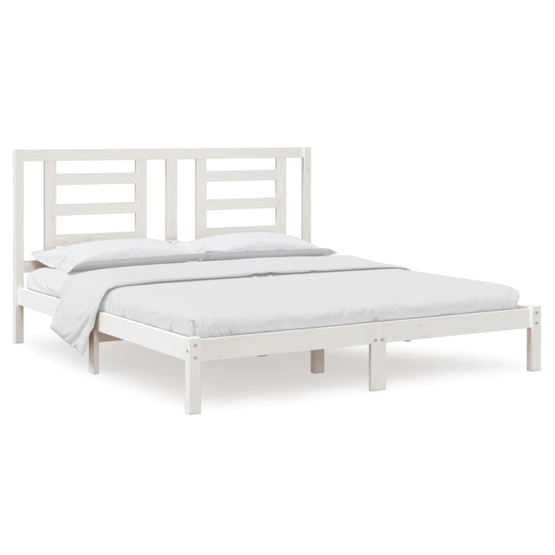 vidaXL Bed Frame without Mattress White 183x203 cm King Solid Wood