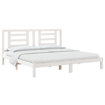 vidaXL Bed Frame without Mattress White 183x203 cm King Solid Wood