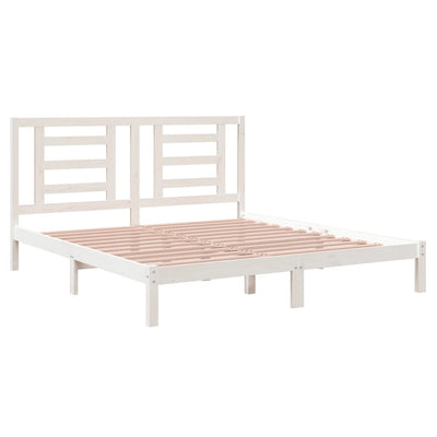 vidaXL Bed Frame without Mattress White 183x203 cm King Solid Wood