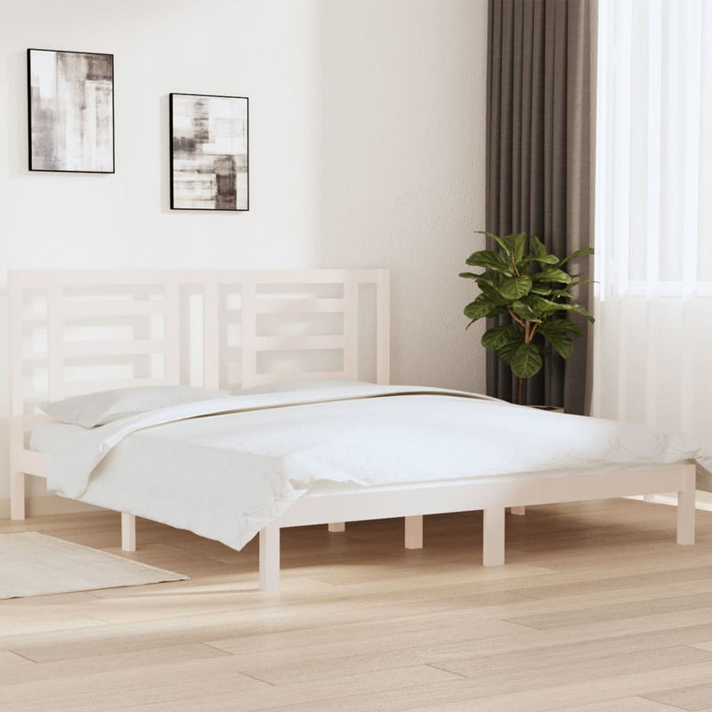 vidaXL Bed Frame without Mattress White 183x203 cm King Solid Wood