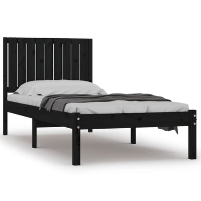 vidaXL Bed Frame without Mattress Black 90x190 cm Solid Wood Pine