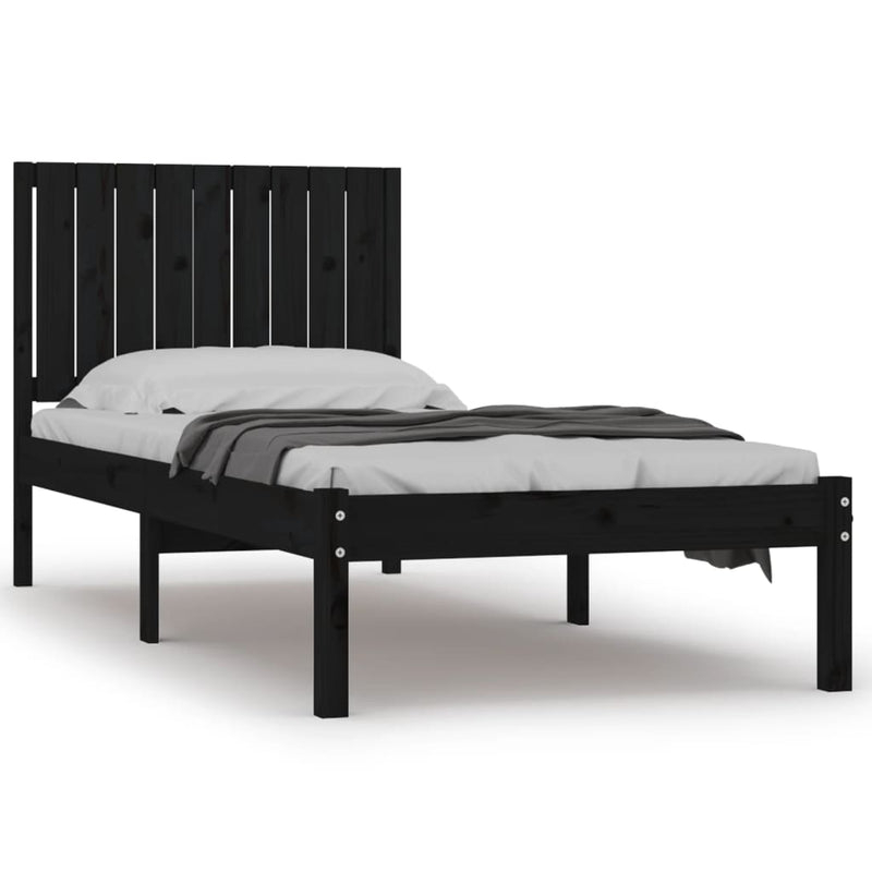 vidaXL Bed Frame without Mattress Black 90x190 cm Solid Wood Pine