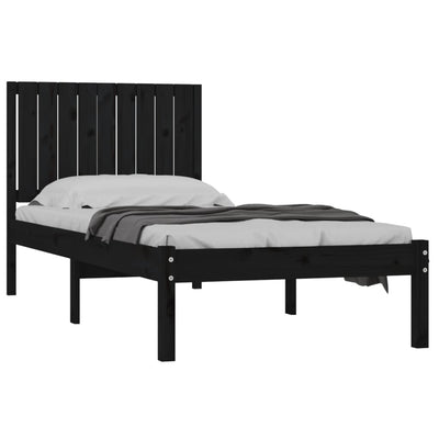 vidaXL Bed Frame without Mattress Black 90x190 cm Solid Wood Pine