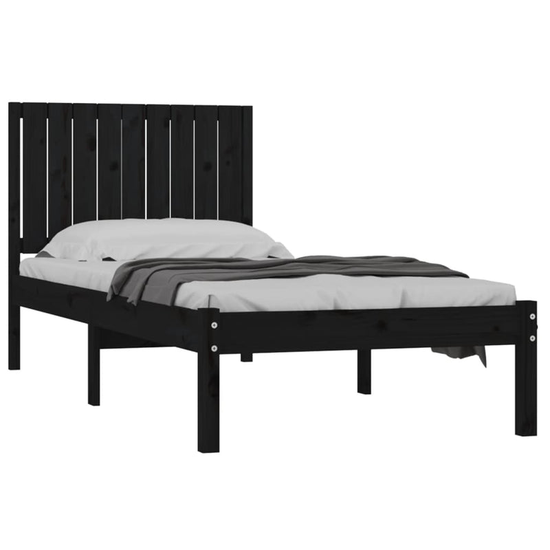 vidaXL Bed Frame without Mattress Black 90x190 cm Solid Wood Pine
