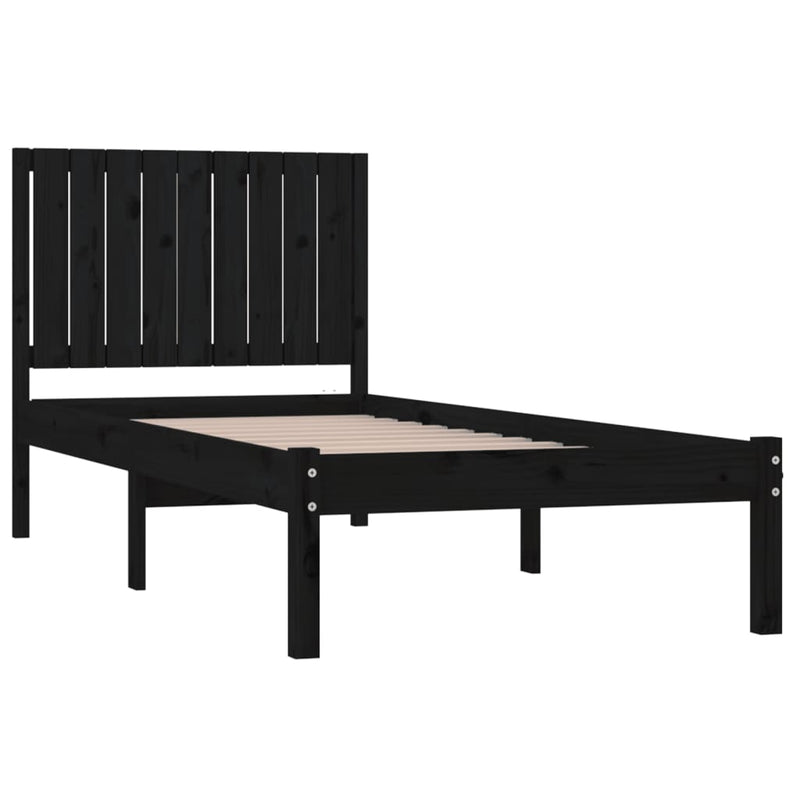 vidaXL Bed Frame without Mattress Black 90x190 cm Solid Wood Pine