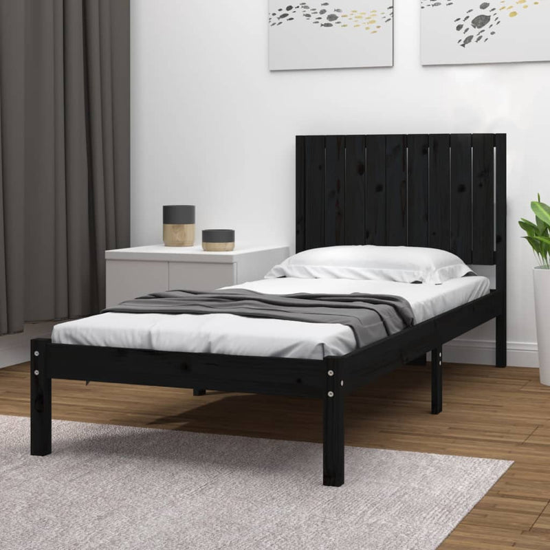 vidaXL Bed Frame without Mattress Black 90x190 cm Solid Wood Pine