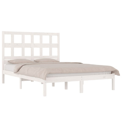 vidaXL Bed Frame without Mattress White 183x203 cm King Solid Wood Pine