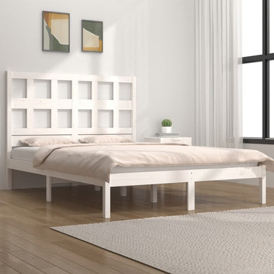 vidaXL Bed Frame without Mattress White 183x203 cm King Solid Wood Pine