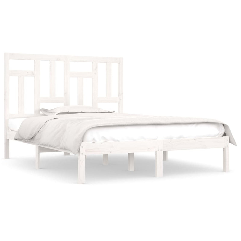 vidaXL Bed Frame without Mattress White 183x203 cm King Solid Wood Pine