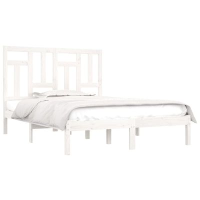 vidaXL Bed Frame without Mattress White 183x203 cm King Solid Wood Pine