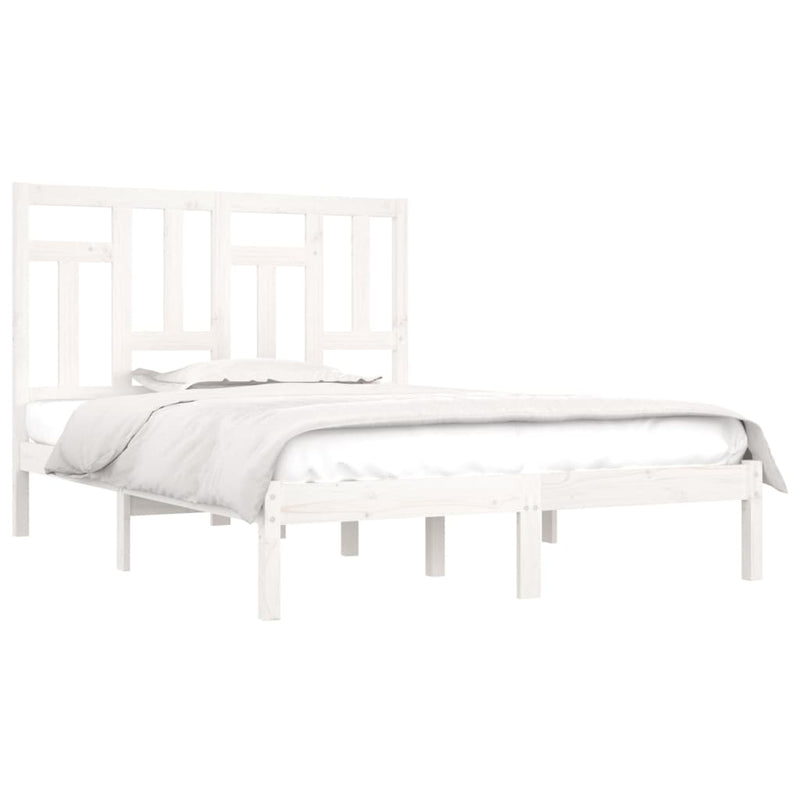 vidaXL Bed Frame without Mattress White 183x203 cm King Solid Wood Pine