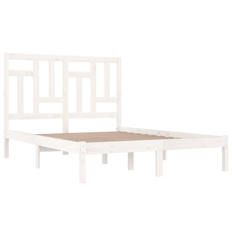 vidaXL Bed Frame without Mattress White 183x203 cm King Solid Wood Pine