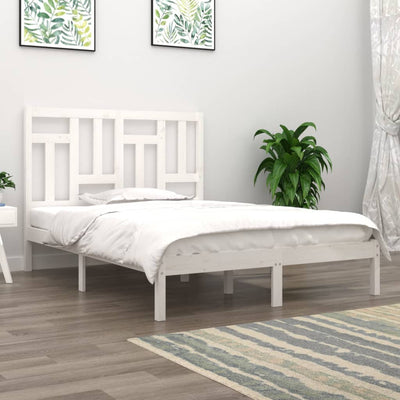 vidaXL Bed Frame without Mattress White 183x203 cm King Solid Wood Pine