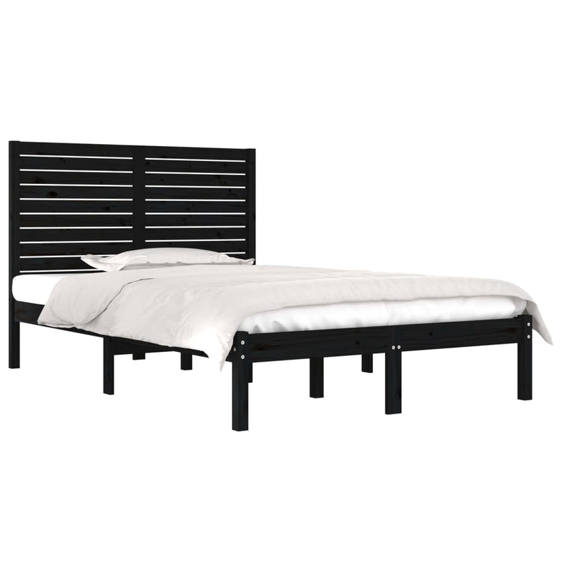 vidaXL Bed Frame without Mattress Black 135x190 cm Solid Wood