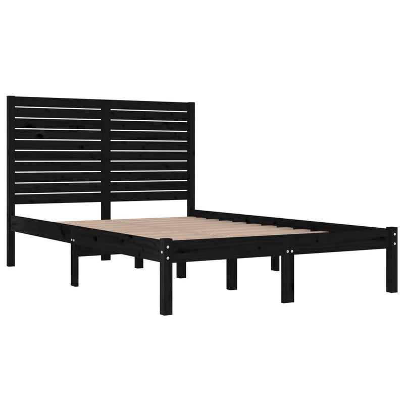 vidaXL Bed Frame without Mattress Black 135x190 cm Solid Wood