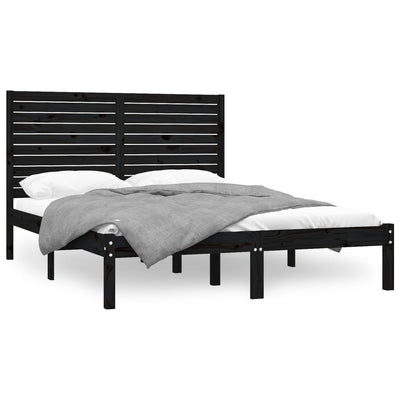vidaXL Bed Frame without Mattress Black 150x200 cm Solid Wood
