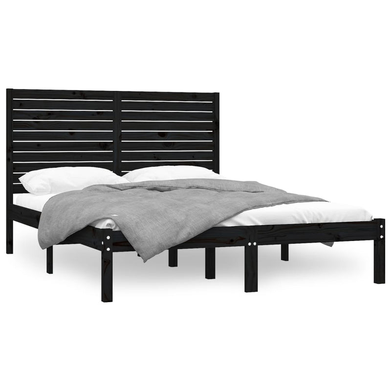 vidaXL Bed Frame without Mattress Black 150x200 cm Solid Wood