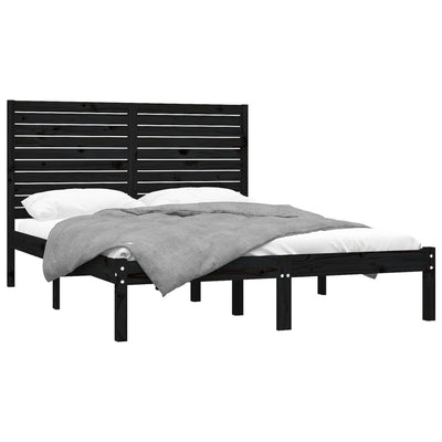 vidaXL Bed Frame without Mattress Black 150x200 cm Solid Wood