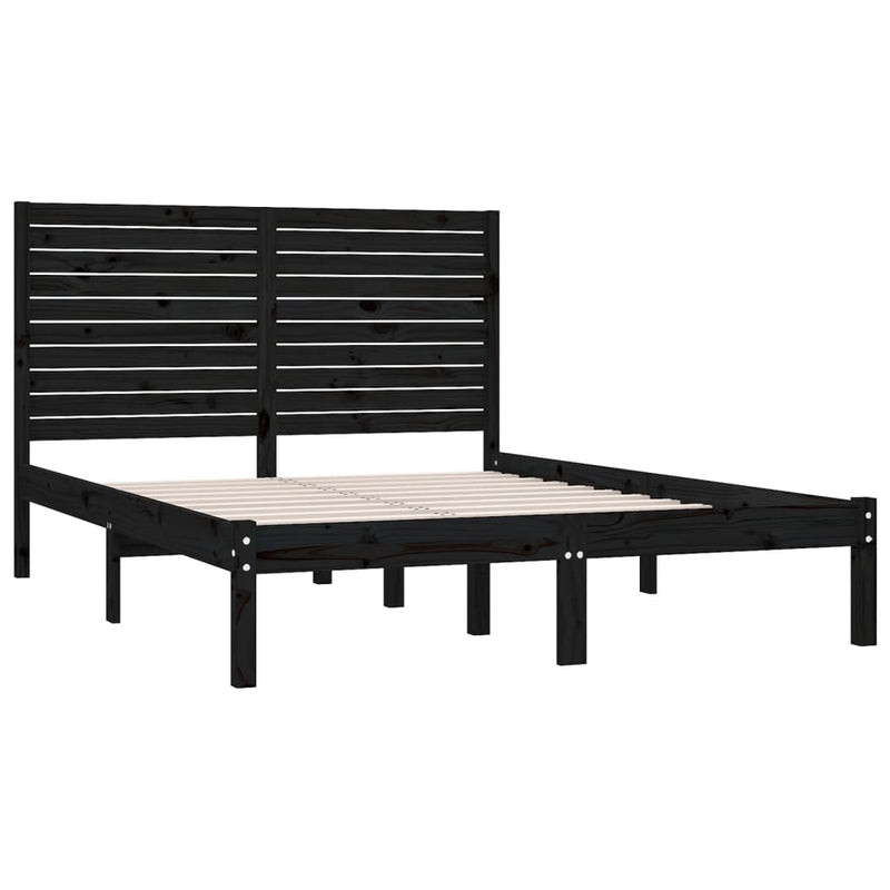 vidaXL Bed Frame without Mattress Black 150x200 cm Solid Wood