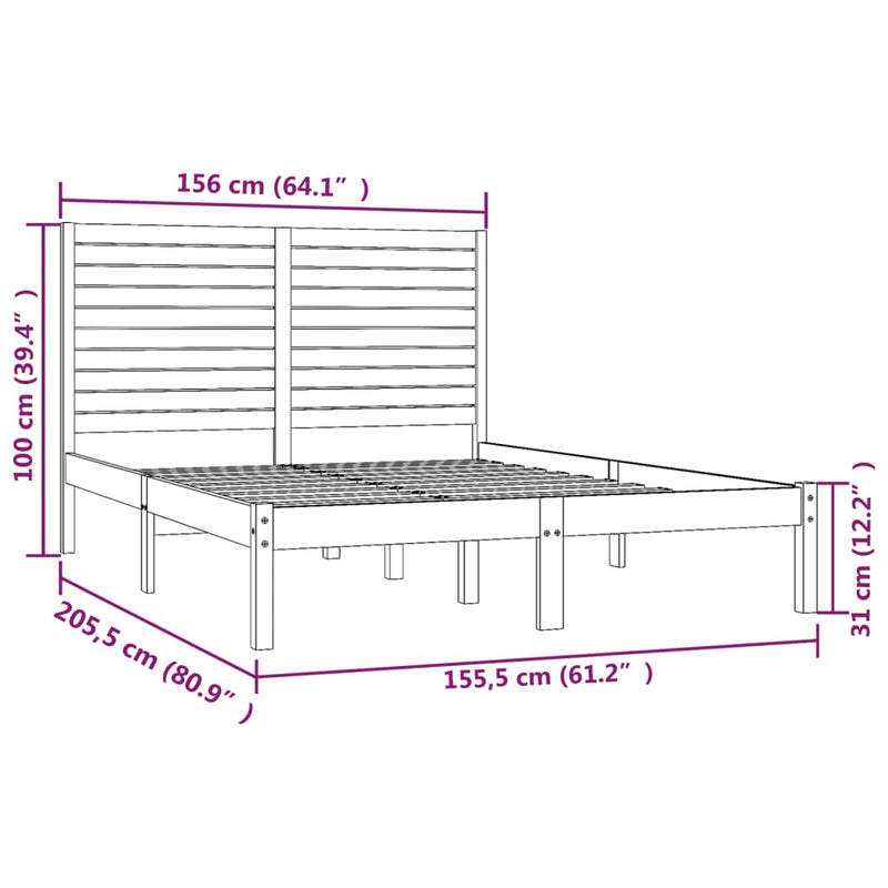 vidaXL Bed Frame without Mattress Black 150x200 cm Solid Wood