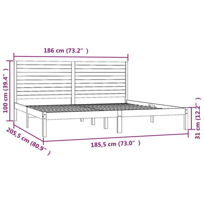 vidaXL Bed Frame without Mattress 183x203 cm King Solid Wood