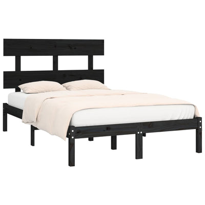 vidaXL Bed Frame without Mattress Black 135x190 cm Solid Wood