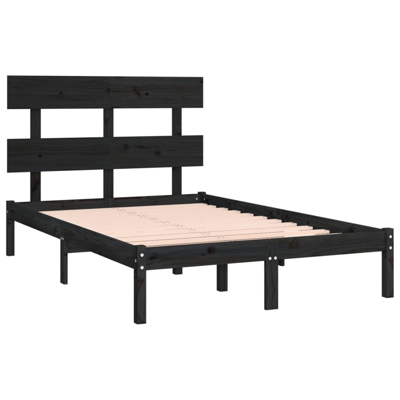 vidaXL Bed Frame without Mattress Black 135x190 cm Solid Wood