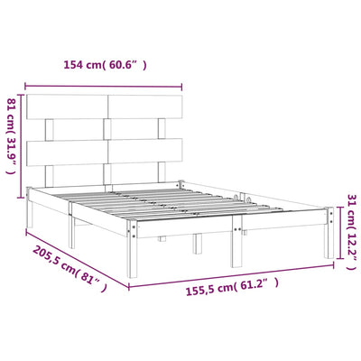vidaXL Bed Frame without Mattress Black 150x200 cm Solid Wood