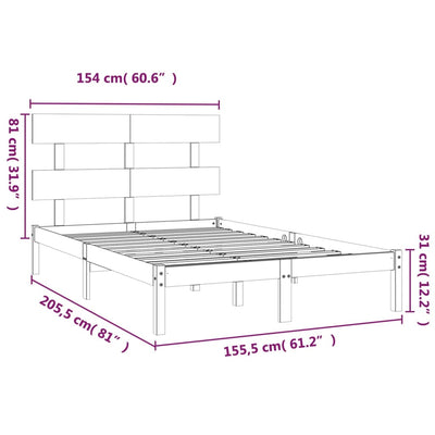 vidaXL Bed Frame without Mattress Black 150x200 cm Solid Wood