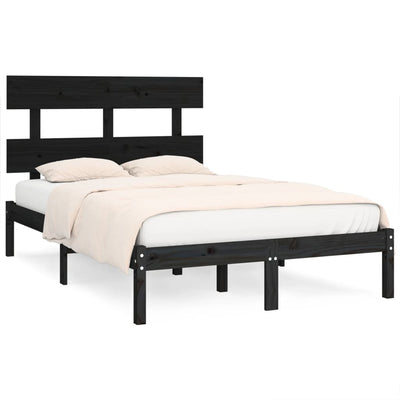 vidaXL Bed Frame without Mattress Black 150x200 cm Solid Wood