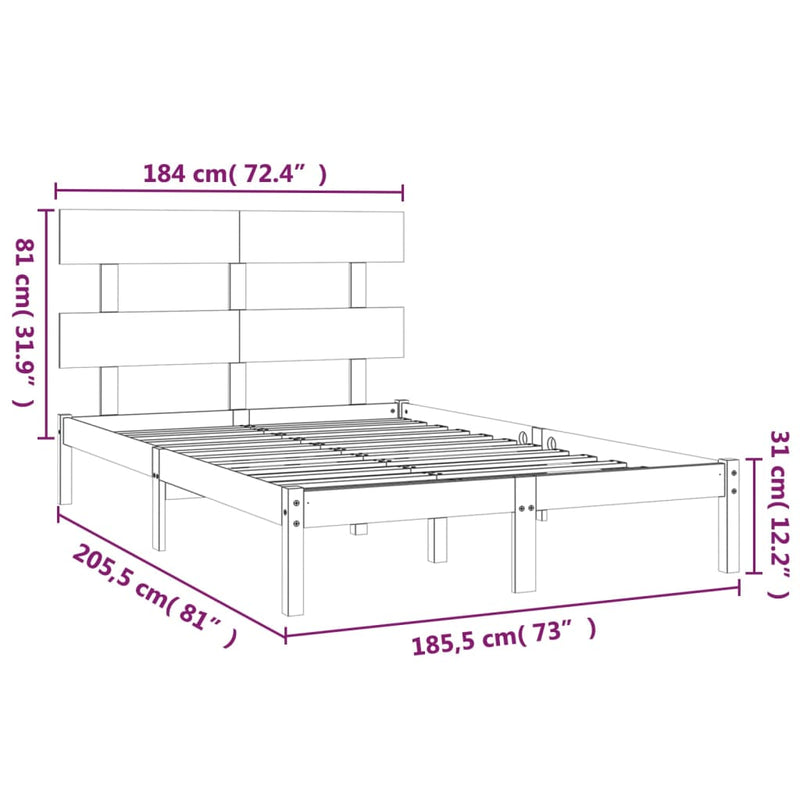 vidaXL Bed Frame without Mattress 183x203 cm King Solid Wood