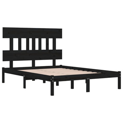 vidaXL Bed Frame without Mattress Black 135x190 cm Solid Wood