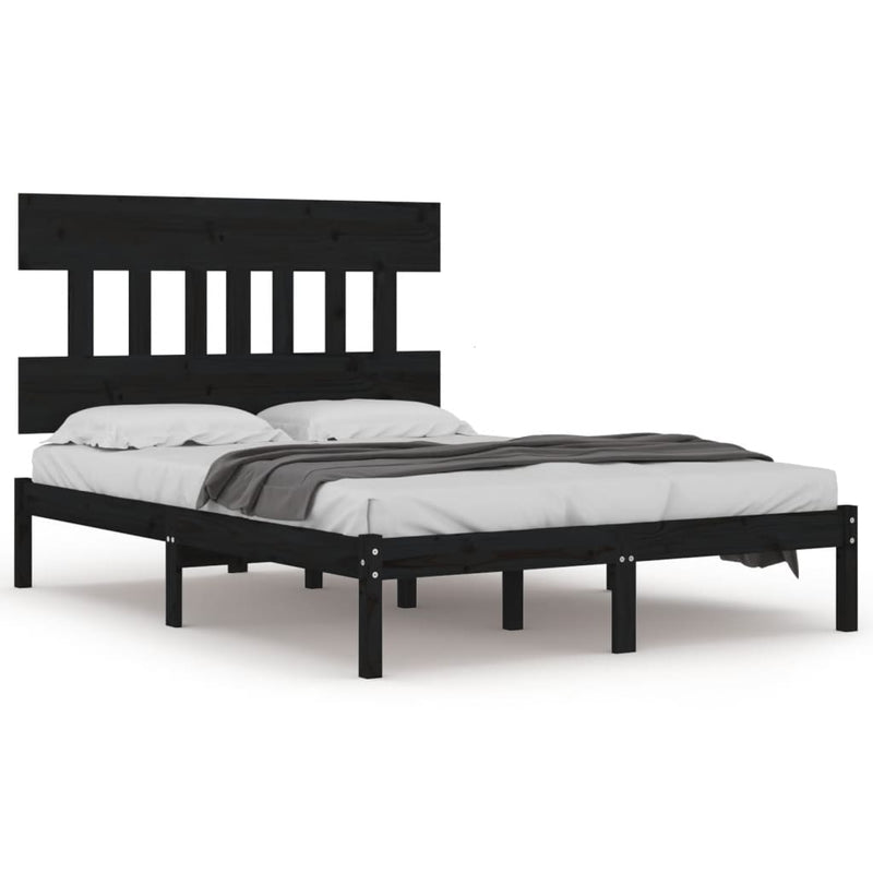 vidaXL Bed Frame without Mattress Black 150x200 cm Solid Wood
