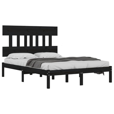 vidaXL Bed Frame without Mattress Black 150x200 cm Solid Wood