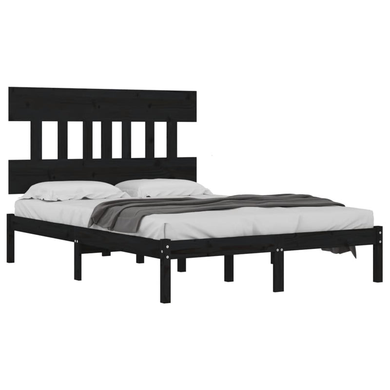 vidaXL Bed Frame without Mattress Black 150x200 cm Solid Wood