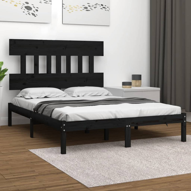 vidaXL Bed Frame without Mattress Black 150x200 cm Solid Wood