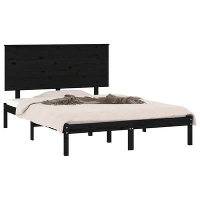 vidaXL Bed Frame without Mattress Black 135x190 cm Solid Wood
