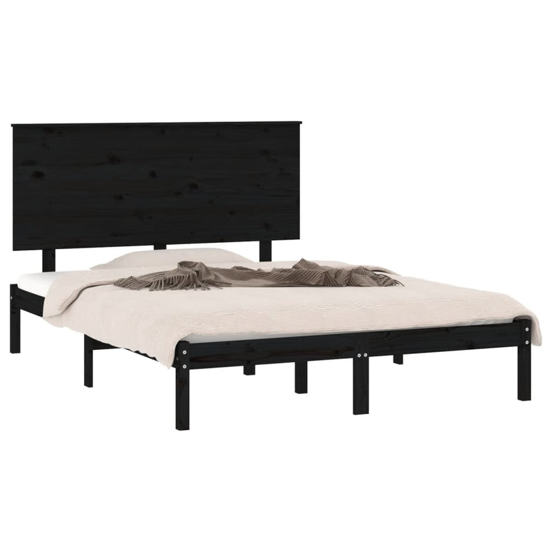 vidaXL Bed Frame without Mattress Black 135x190 cm Solid Wood