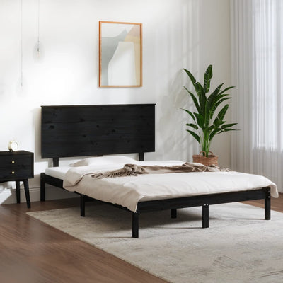 vidaXL Bed Frame without Mattress Black 135x190 cm Solid Wood