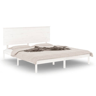 vidaXL Bed Frame without Mattress White 183x203 cm King Solid Wood