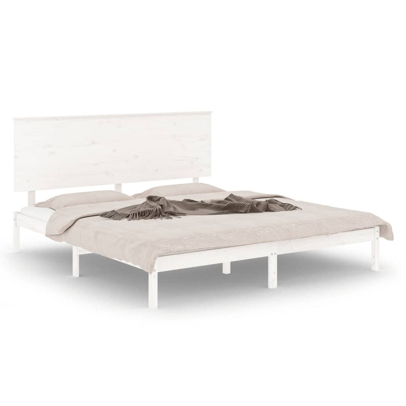 vidaXL Bed Frame without Mattress White 183x203 cm King Solid Wood