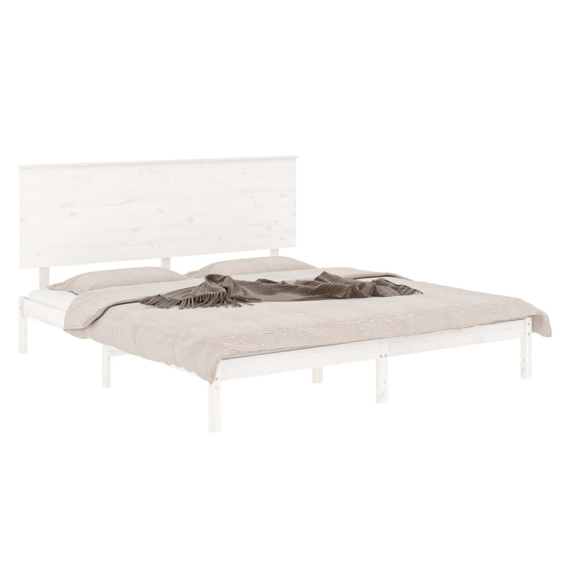 vidaXL Bed Frame without Mattress White 183x203 cm King Solid Wood