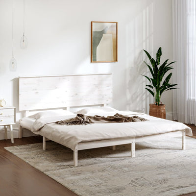 vidaXL Bed Frame without Mattress White 183x203 cm King Solid Wood