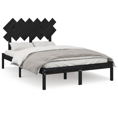 vidaXL Bed Frame without Mattress Black 135x190 cm Solid Wood