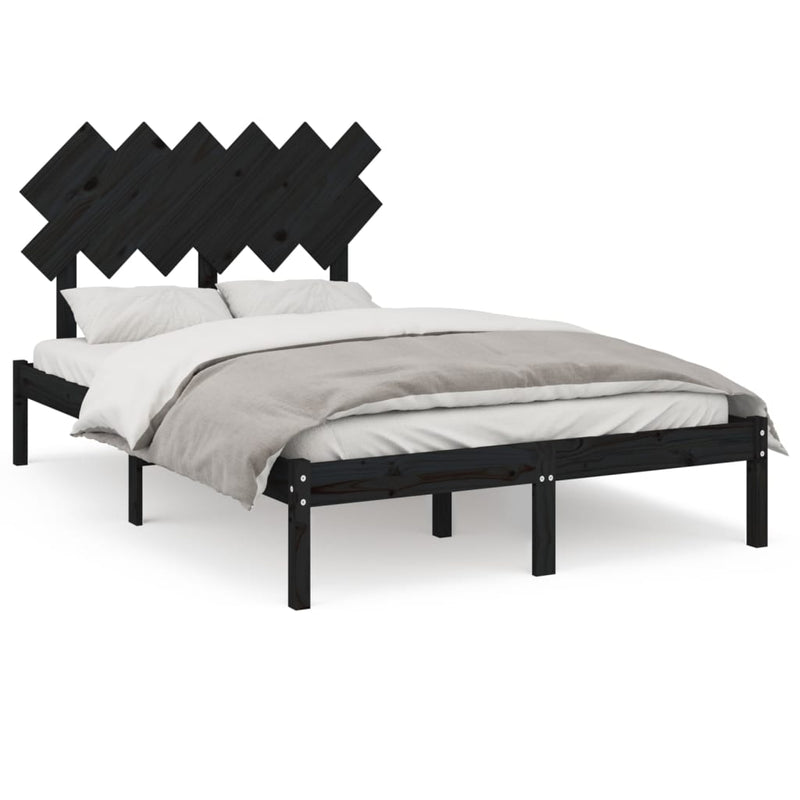 vidaXL Bed Frame without Mattress Black 135x190 cm Solid Wood