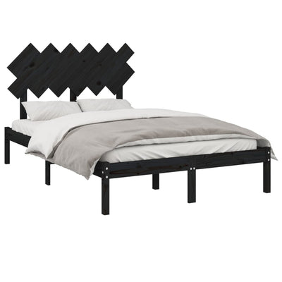 vidaXL Bed Frame without Mattress Black 135x190 cm Solid Wood