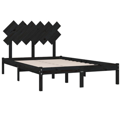vidaXL Bed Frame without Mattress Black 135x190 cm Solid Wood