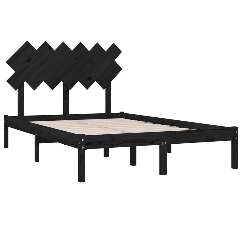 vidaXL Bed Frame without Mattress Black 135x190 cm Solid Wood