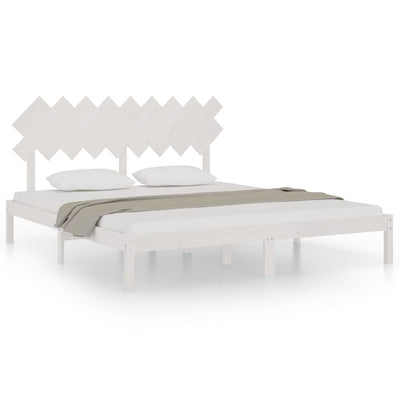 vidaXL Bed Frame without Mattress White 183x203 cm King Solid Wood